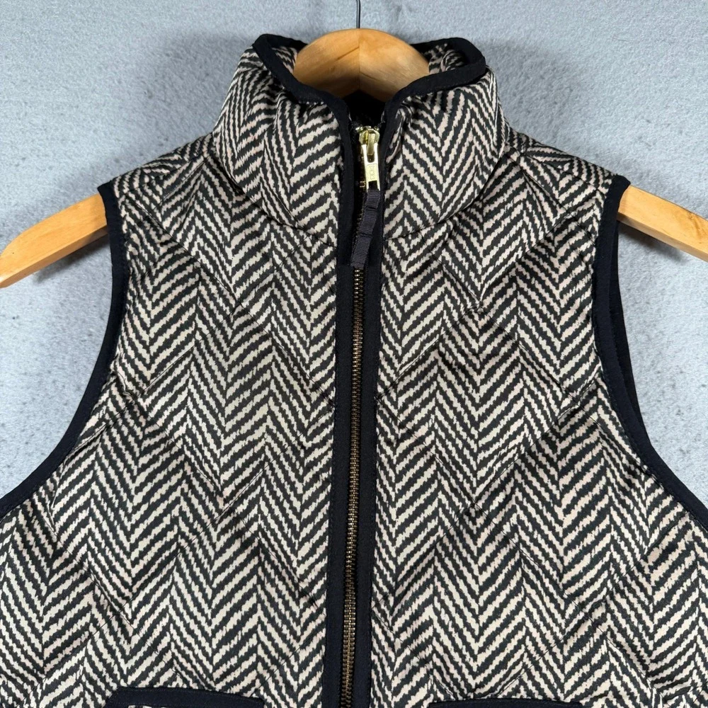 J. Crew Quilted Herringbone Vest Women's XXS Stand Collar Puffer Comfort‎
